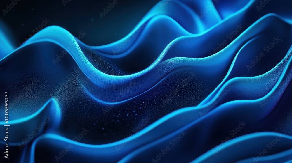 Obraz premium Abstract Blue Waves with Glimmering Particles