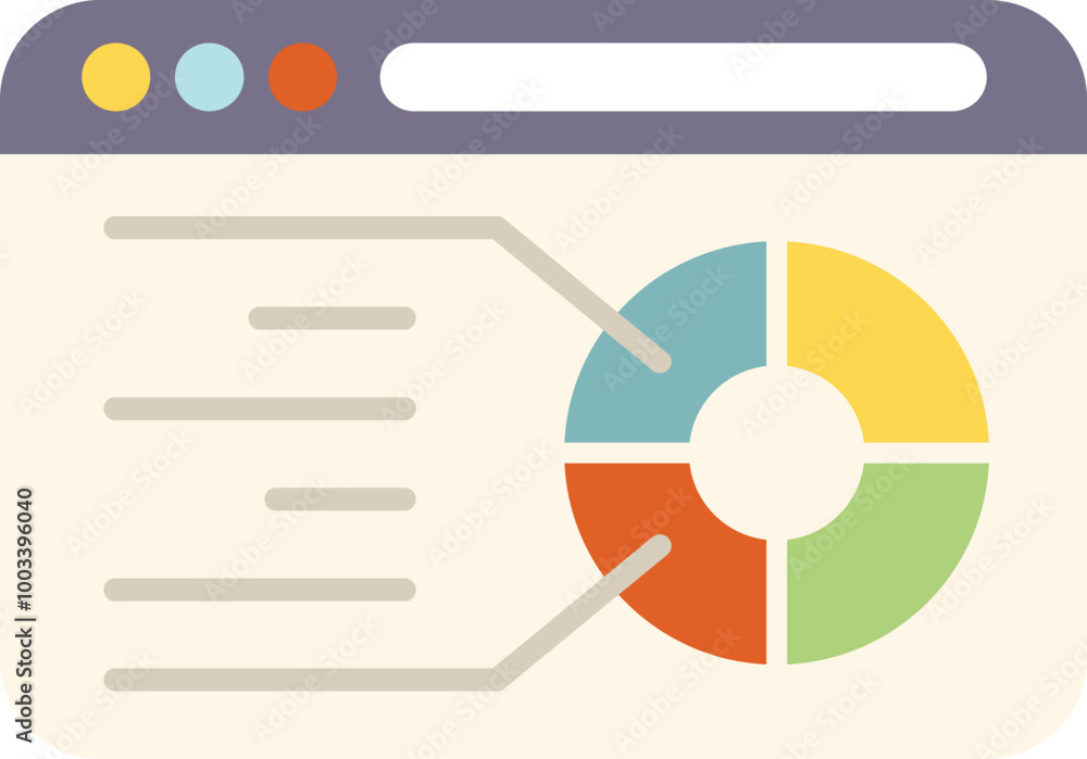 Website is displaying data analysis with a pie chart and a data table, visualizing information for business strategy Website is displaying data analysis with a pie chart and a data table, visualizing information for business strategy