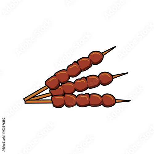 meat on skewers illustration vector