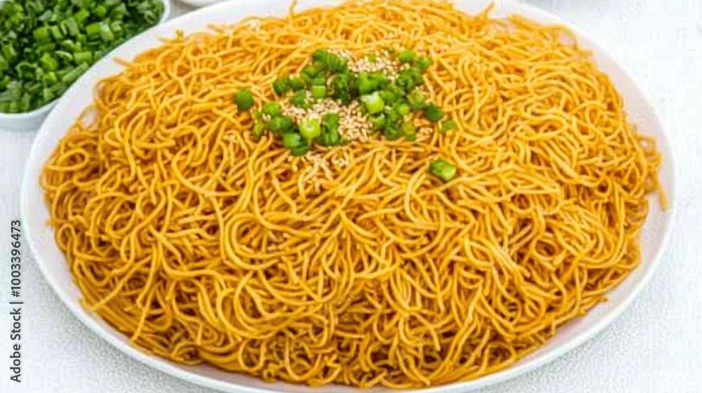 Overhead Shot of Generous Serving of Yakisoba Overhead Shot of Generous Serving of Yakisoba