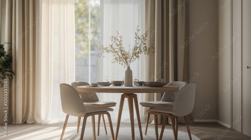 Fototapeta premium Minimalist Dining Room with Natural Light
