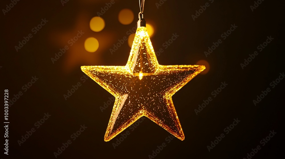 Illuminated Golden Star with Glittering Texture Illuminated Golden Star with Glittering Texture