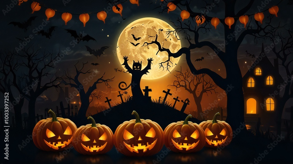 Fototapeta premium halloween background with pumpkin