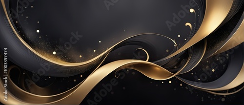 Abstract Gold and Black Swirls photo