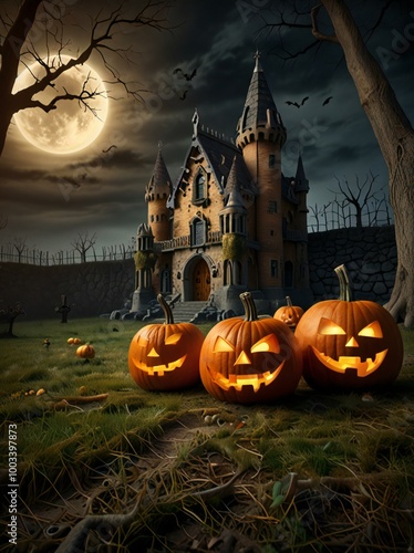 halloween background with pumpkin photo