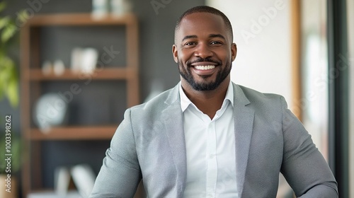 Confident Businessman in Modern Office Setting