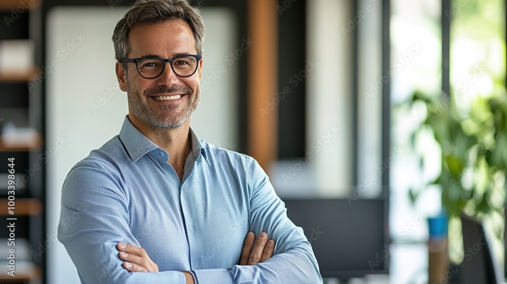 Confident businessman in modern office setting Confident businessman in modern office setting