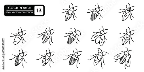 Cockroach icon collection, editable and resizable vector icon templates