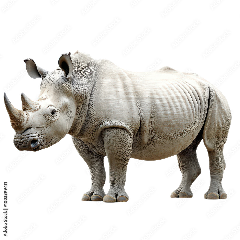 Fototapeta premium Realistic Rhinoceros in Natural Pose