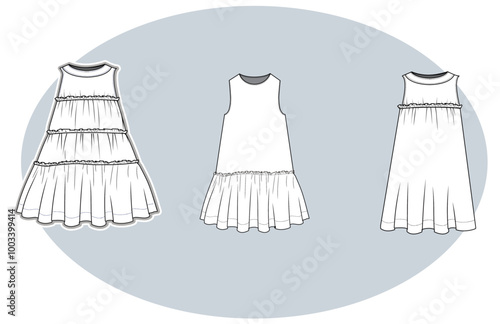 Toddler Sleeveless dresses technical design