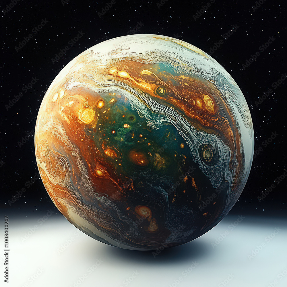 Gas Giant Planet In Space With Stars In Background Gas Giant Planet In Space With Stars In Background