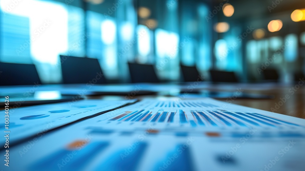 Business Meeting with Financial Reports and Data Charts Business Meeting with Financial Reports and Data Charts