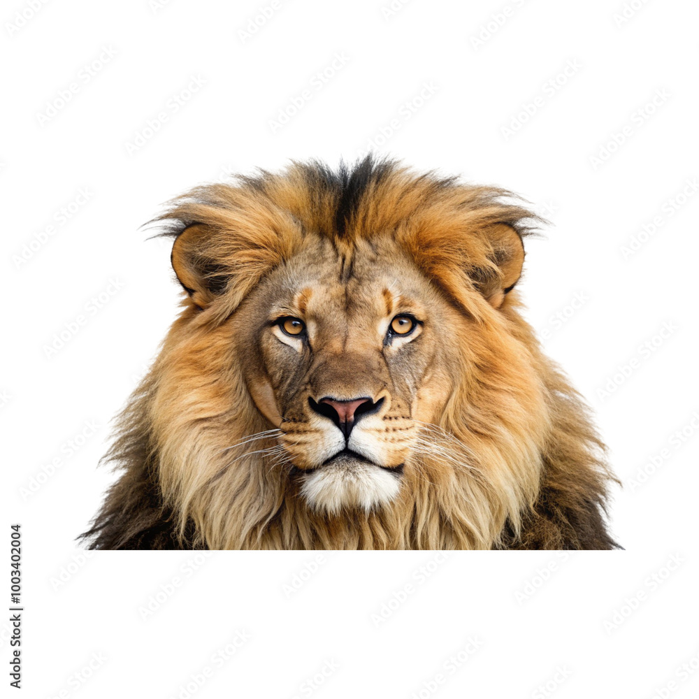 Powerful yet serene, the lion’s face fills the frame with an expression that speaks to its noble status in nature transparent PNG background Powerful yet serene, the lion’s face fills the frame with an expression that speaks to its noble status in nature transparent PNG background