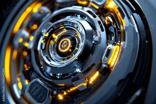 Abstract design of tomorrowâ€™s technology, using minimalistic shapes to represent robotics, AI, and renewable energy in a futuristic, clean look