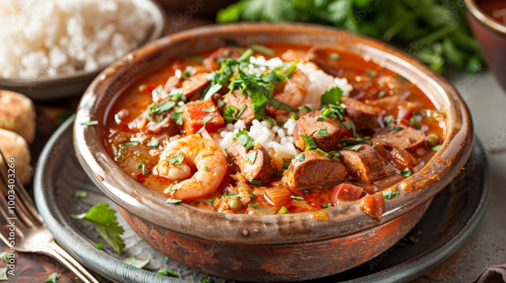 Delicious Shrimp Gumbo Bowl with Fresh Ingredients Delicious Shrimp Gumbo Bowl with Fresh Ingredients