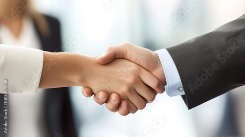 Business Partnership Handshake in Modern Office Setting