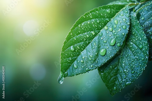 green leaf with a co2 reducing icon water droplet emphasizing ecoconsciousness and climate change awareness blended with nature in a fresh and clean design photo