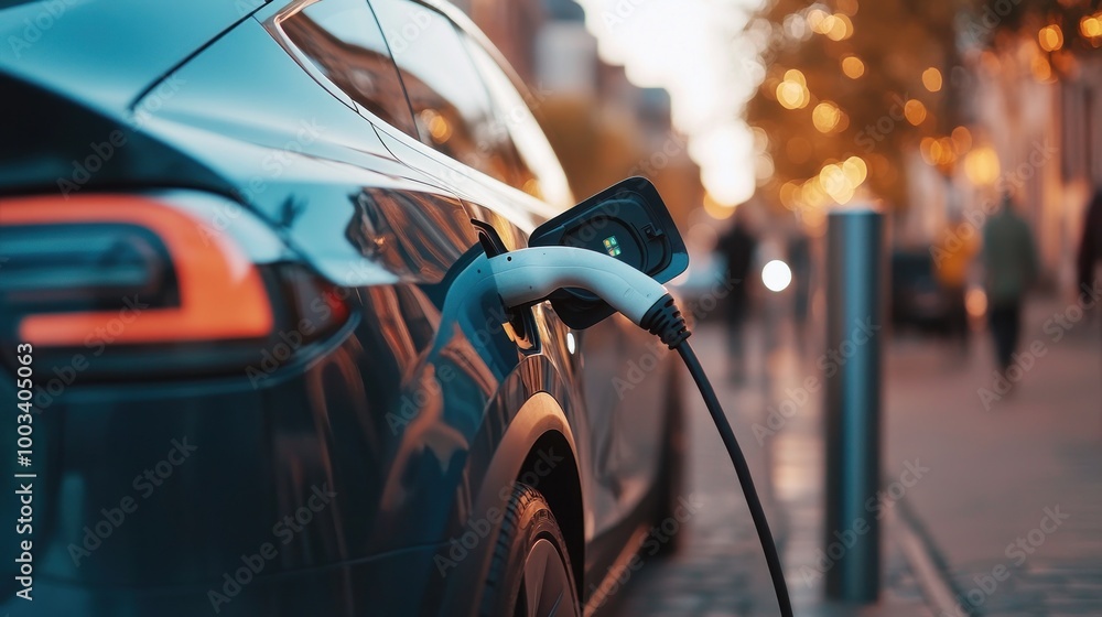 Electric Car Charging in City Electric Car Charging in City