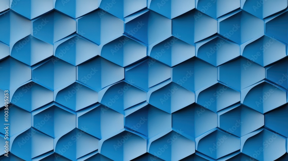 Fototapeta premium Abstract Blue Hexagon Pattern Modern Geometric Background Texture
