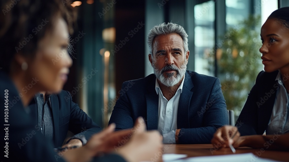 Fototapeta premium Professional Meeting in Modern Office Setting