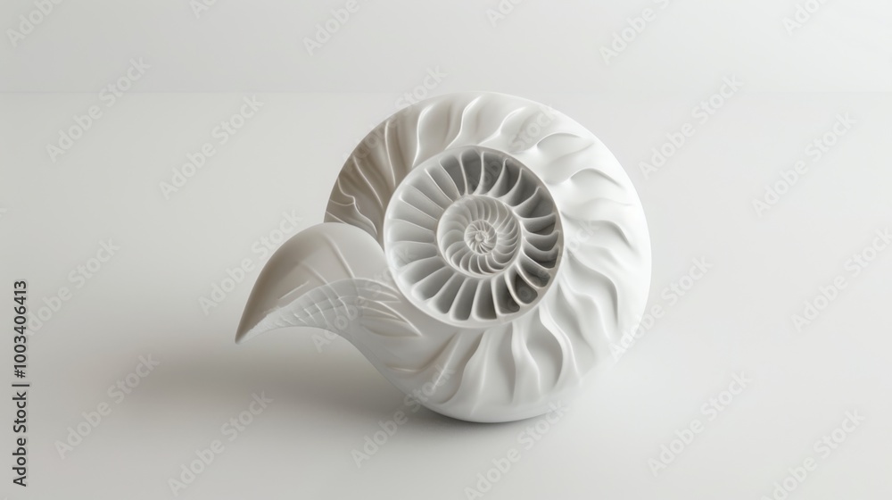 Obraz premium Minimalist 3D Nautilus Shell Design