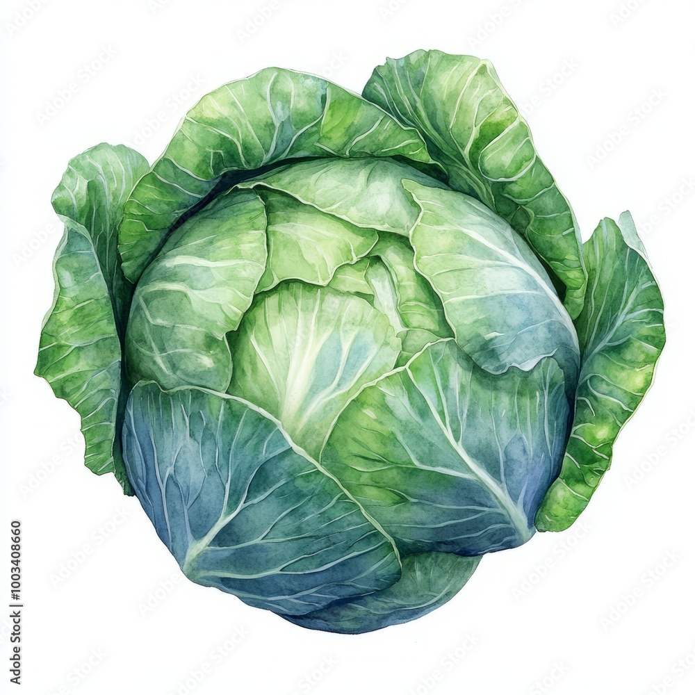 Cabbage Vegetable Botanical Illustration Cabbage Vegetable Botanical Illustration