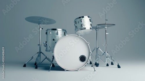 Drum Set on Clean Background for Music Themes