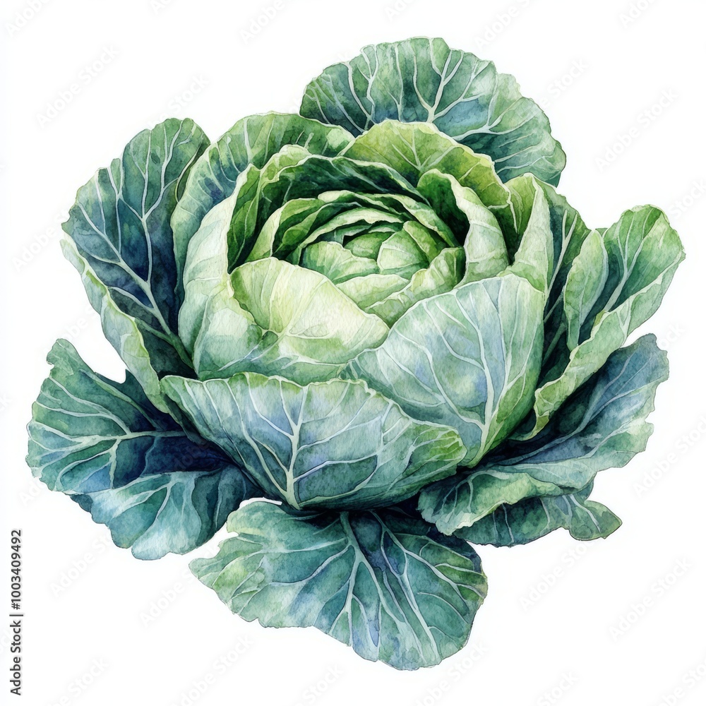 Obraz premium Cabbage Vegetable Botanical Illustration