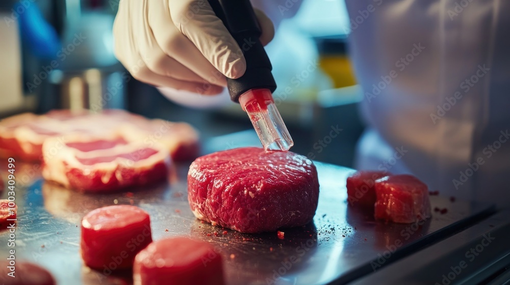 Chef Checking the Temperature of a Beef Patty Chef Checking the Temperature of a Beef Patty