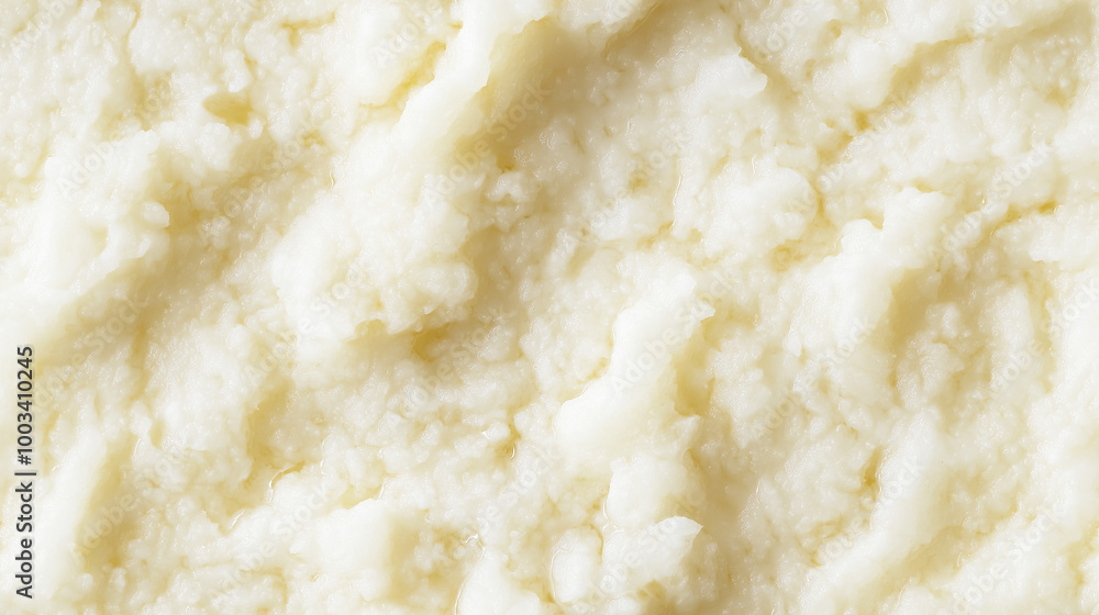 a close-up, top-down view of daikon puree spread across the entire frame, showcasing its pale white color and smooth texture a close-up, top-down view of daikon puree spread across the entire frame, showcasing its pale white color and smooth texture