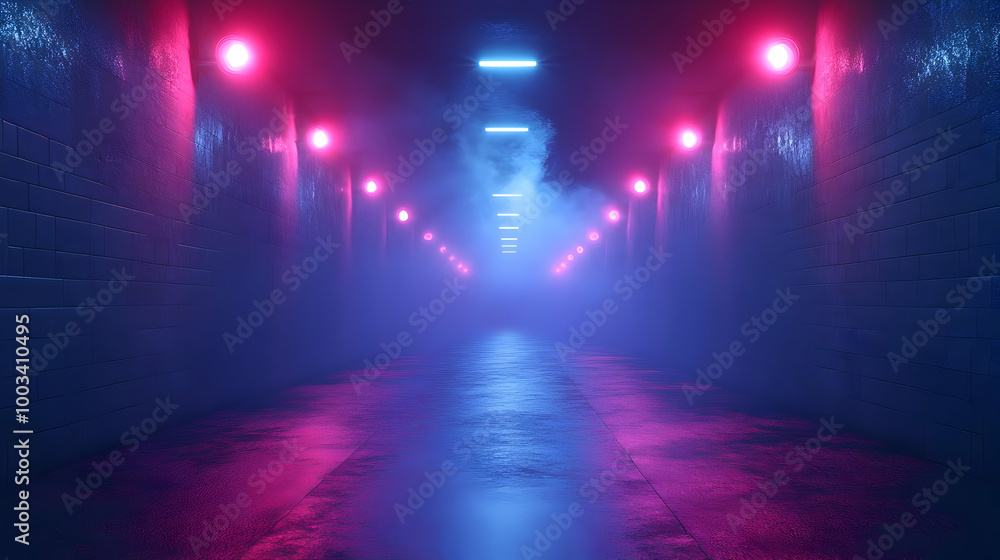 Neon Lights Tunnel 3D Illustration Neon Lights Tunnel 3D Illustration