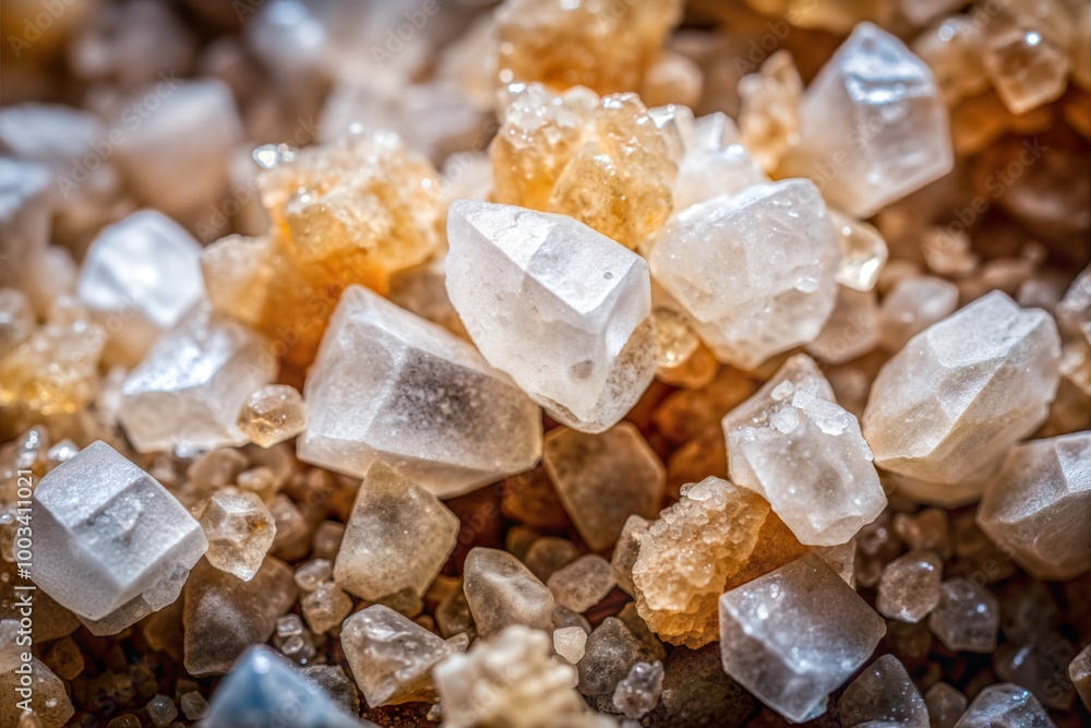 Close-up macro shot of brown and white sugar crystals Close-up macro shot of brown and white sugar crystals
