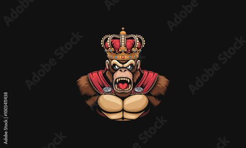 Majestic gorilla in a crown, king of the jungle