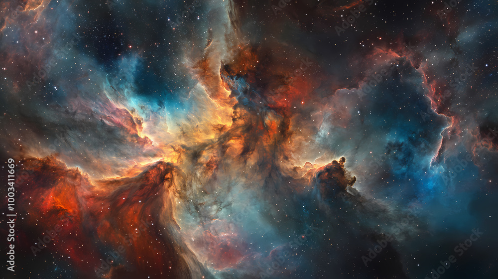 Fototapeta premium Colorful nebula. Interstellar Travel. Illustration