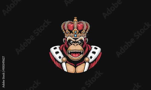 Majestic gorilla in a crown, king of the jungle