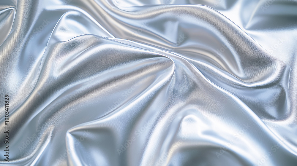 Obraz premium a close-up, top-down view of metallic foil fabric or mylar sheets, filling the entire frame with intricate reflections and shimmering highlights