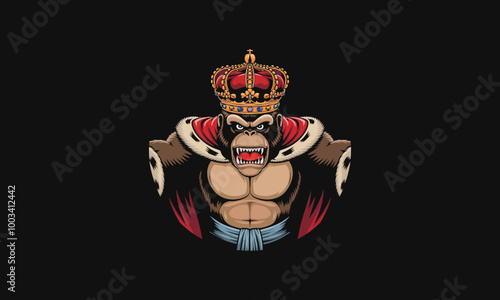 Majestic gorilla in a crown, king of the jungle