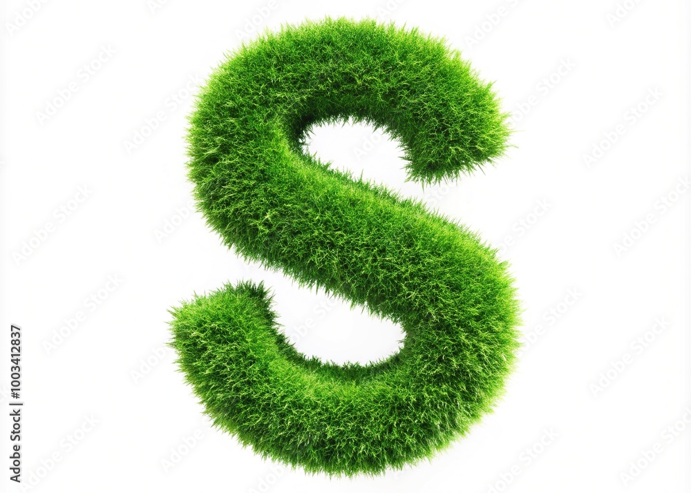 A vibrant green grass letter S stands out against a clean white background, symbolizing nature, eco-friendliness, and the beauty of the natural world. A vibrant green grass letter S stands out against a clean white background, symbolizing nature, eco-friendliness, and the beauty of the natural world.