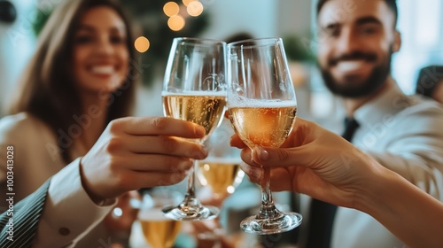 Joyful Celebration with Toasting Glasses of Champagne