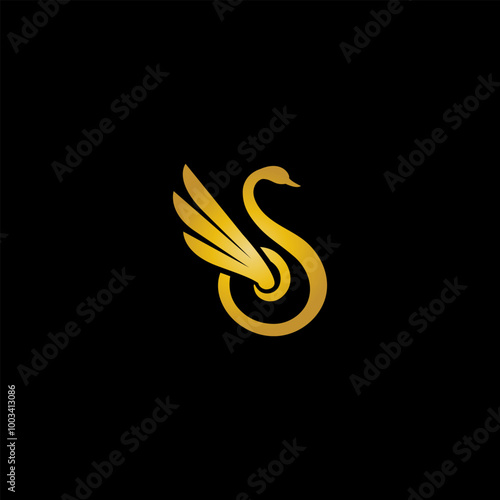 swan luxury logo. vector illustration of golden swan for icon ,symbol or logo. swan luxury logo