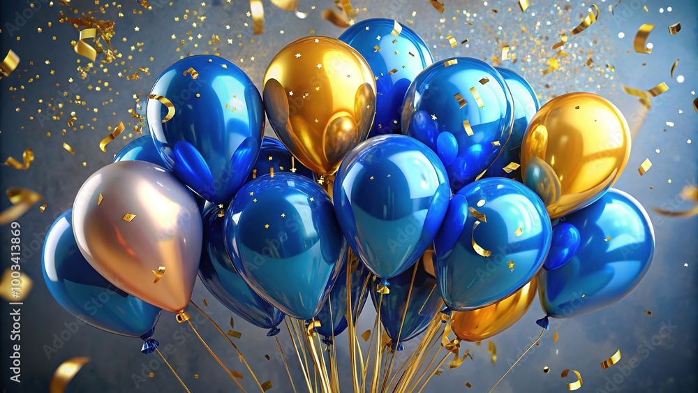 Celebrate love with this vibrant blue and gold balloon bouquet ...