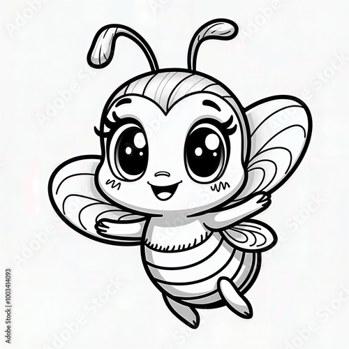 Cute Bee Coloring Page