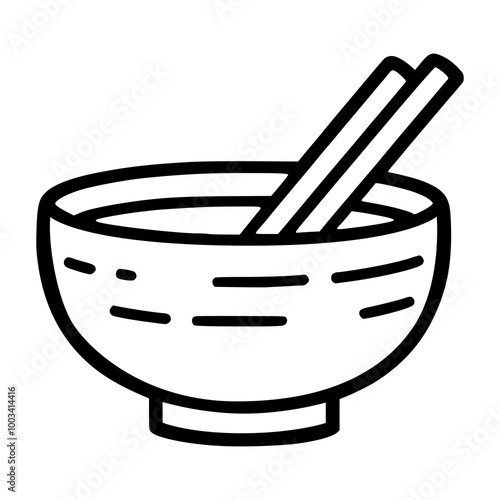 cartoon bowl and chopstick doodle hand drawn vector illustration template design