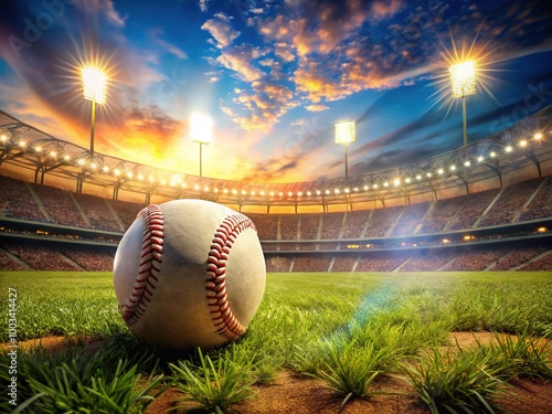 Craft an eye-catching baseball-themed background design ideal for sports promotions and marketing materials, capturing energy and excitement to engage fans and boost visibility. photo