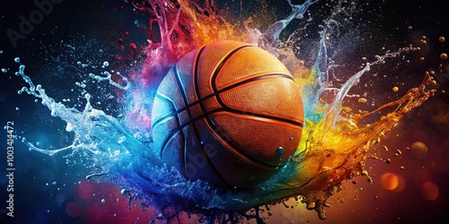 Wallpaper Mural Create an engaging dynamic background featuring vibrant basketball splashes, perfect for enhancing sports designs and adding a creative touch to various projects. Torontodigital.ca