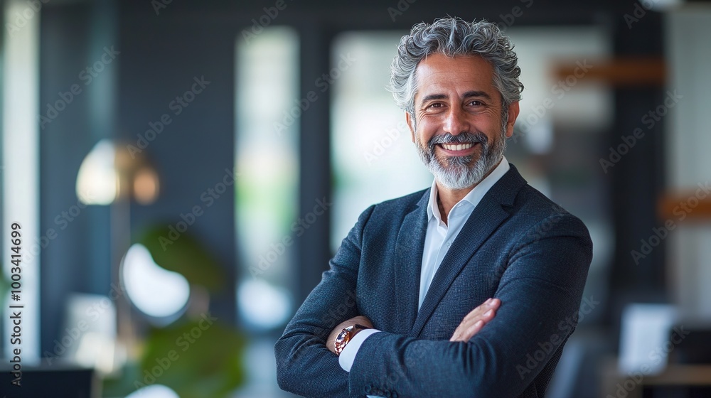 Confident Businessman in Modern Office Setting Confident Businessman in Modern Office Setting