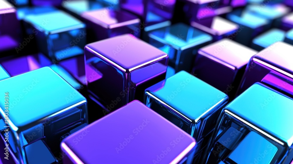 Colorful Reflective Cubes in Abstract Arrangement Colorful Reflective Cubes in Abstract Arrangement