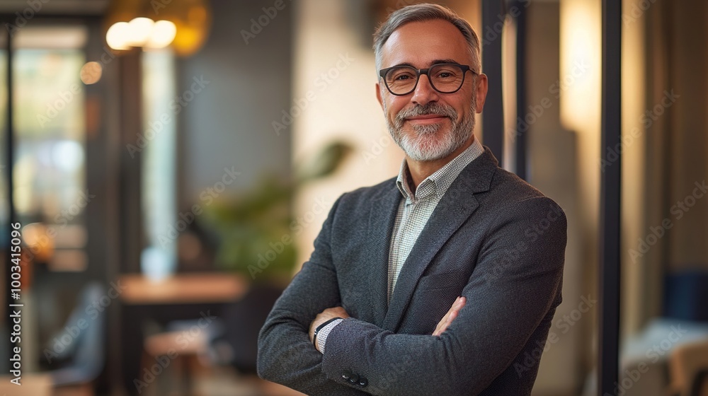 Fototapeta premium Confident Businessman in Modern Office Setting