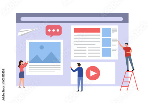 Content creator concept vector illustration. Freelancer Blogger.  Web design production.