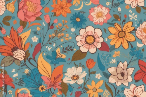 Springtime stickers, magnets collection with decorative floral design, Ai